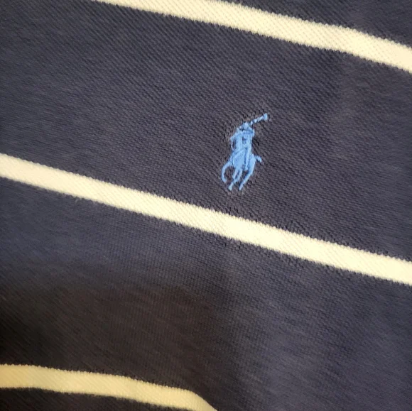 Polo Ralph Lauren Polo Shirt Mens L Blue Striped Short Sleeves Collared - Picture 3 of 6